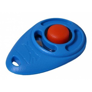 Blue dog training clicker with button.
