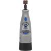 A bottle of liquid with a paw print on it.