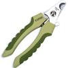 A pair of scissors with green handles and a white handle.
